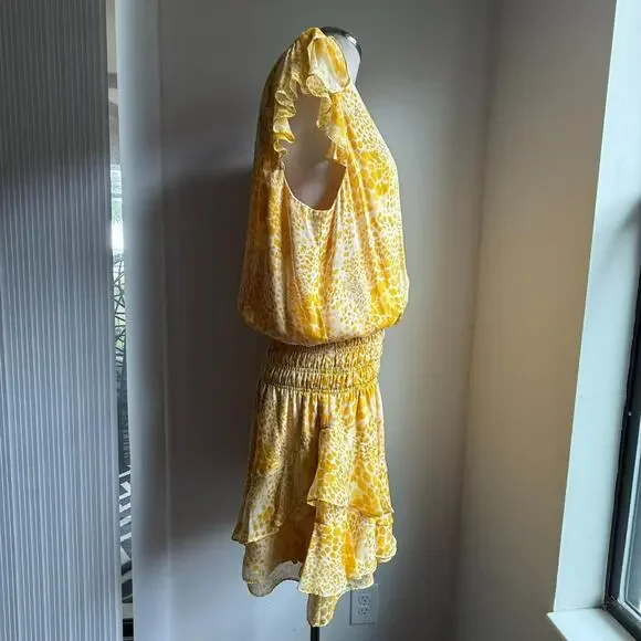 Ramy Brook Yellow Silk Ruffled Smocked Mini Sundress Size XL